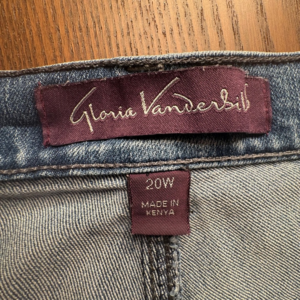 Gloria Vanderbilt Amanda Jeans Plus Women 20W Blue High Rise Tapered Denim EUC - Picture 2 of 10